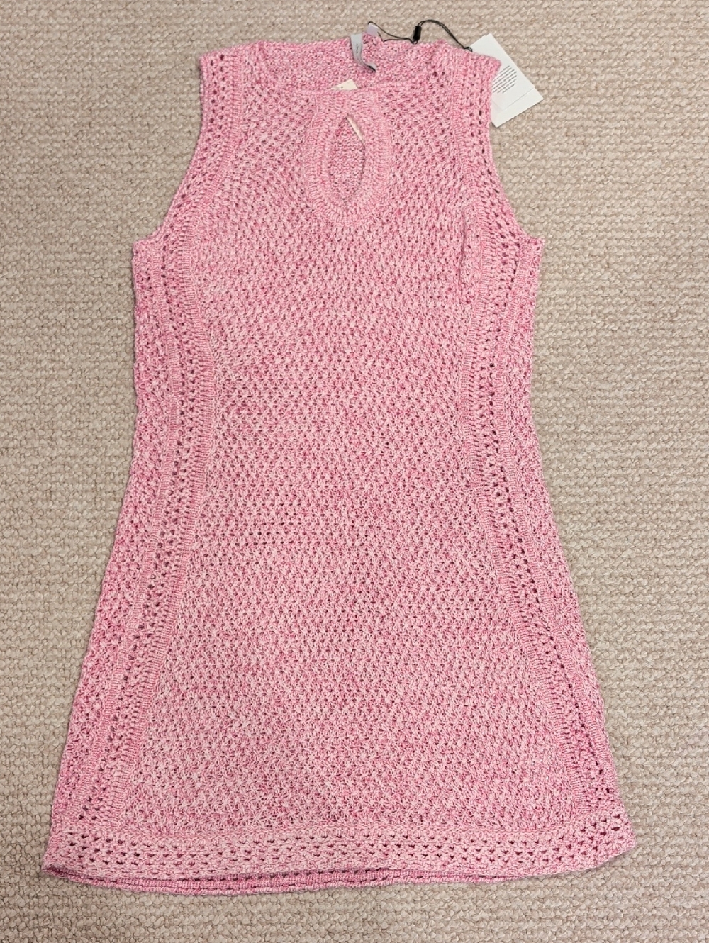 Anthropolgie Sleeveless Pink Crochet Mini Dress